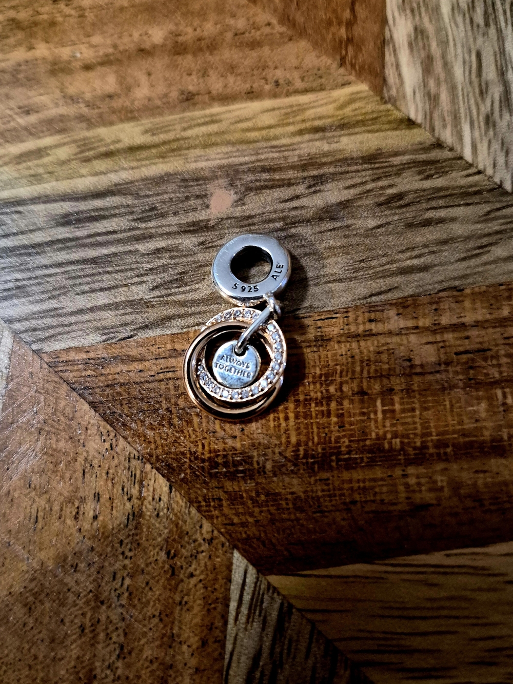 Pandora Two-Tone Silver and Rose Gold 'Always Together' Dangle Charm